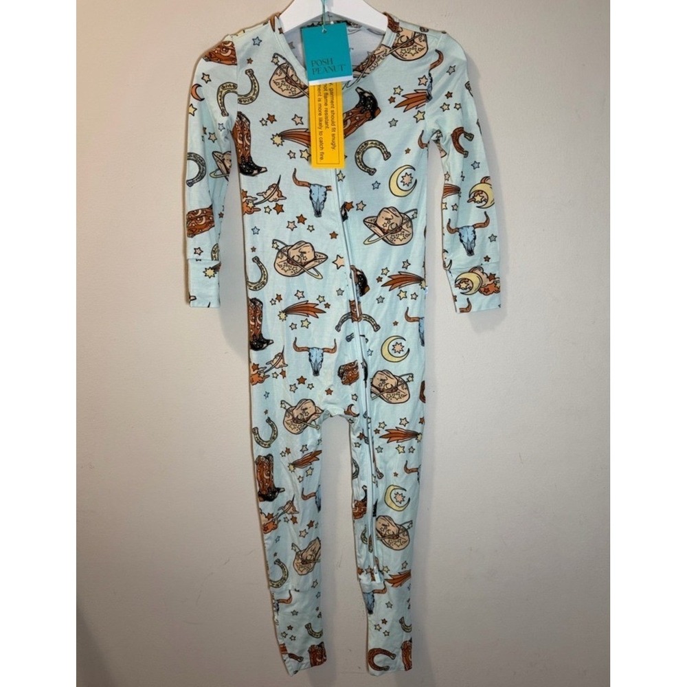 NWT Posh Peanut Casey Bamboo Convertible One Piece Sleeper Western Cowboy Sz 2T